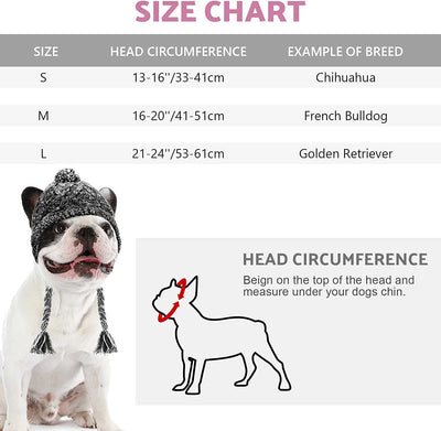 2 Pieces Warm Pom Hat Party Knit Dog Beanie Puppy Dog Cap with Ear Holes Pet Knitted Snood Headwear for Christmas